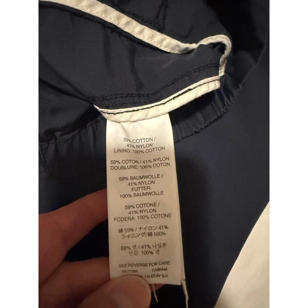 J. Crew Mens XL‎ Navy Blue Hooded Windbreaker Full Zip Cotton Nylon Jacket